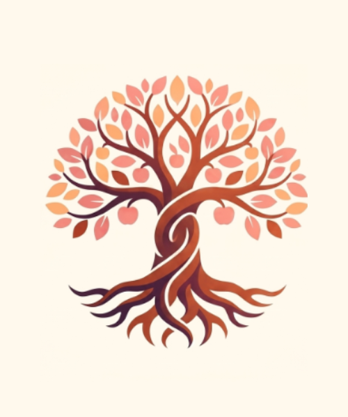 Stylised tree with deep roots and flourishing branches representing personal growth, resilience and lasting positive change.